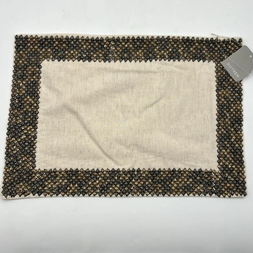 Restoration Hardware RH Diamond Multi Metal Sequin Border Pillow Cover